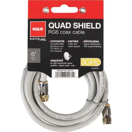 CABLE COAX RG6 QUAD SHIELD 1,8M GRIS