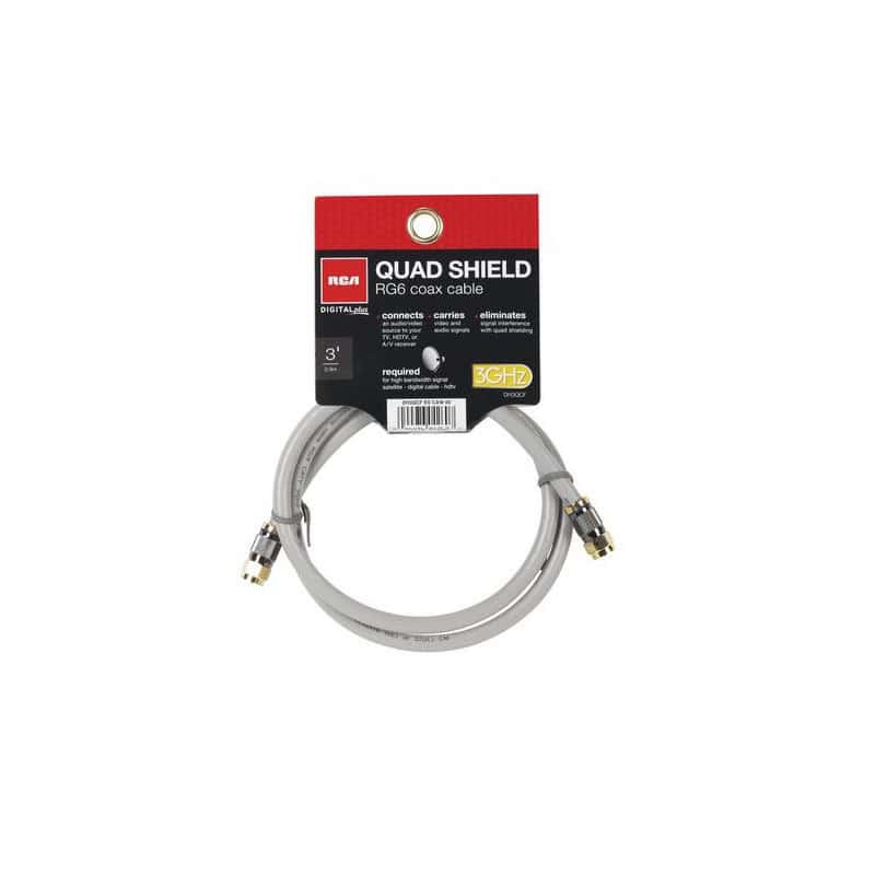 CABLE COAX RG6 QUAD SHIELD 3FT/0.9M GRIS