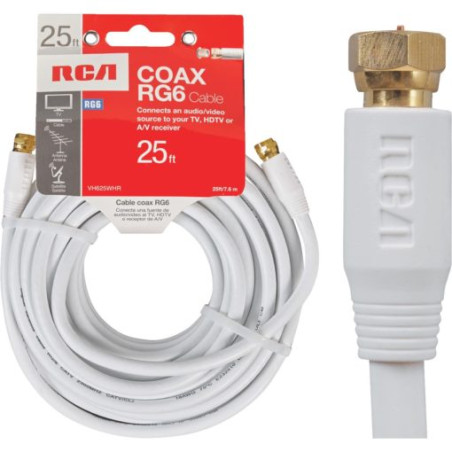 CABLE COAX RG6 7.6M/25FT BLANC