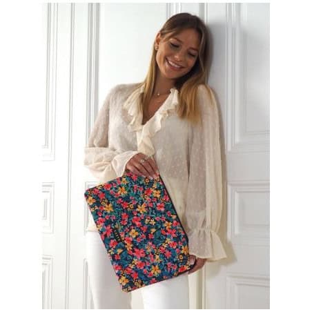 POCHETTE GRAND FORMAT CANVAS FLOWERS DARK