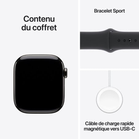 APPLE WATCH SERIES 10 GPS + CELL 46 MM TITANE ARDOISE BOUCLE SPORT NO
