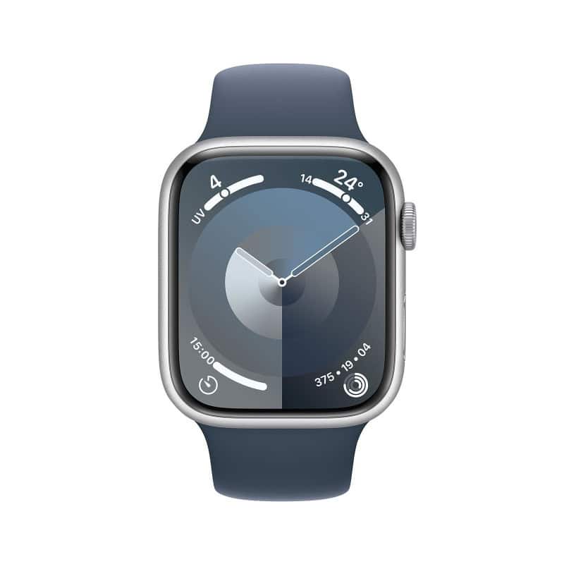 APPLE WATCH SERIES 9 GPS 45MM BRACELET SPORT BLEU M/L ALU ARGENT
