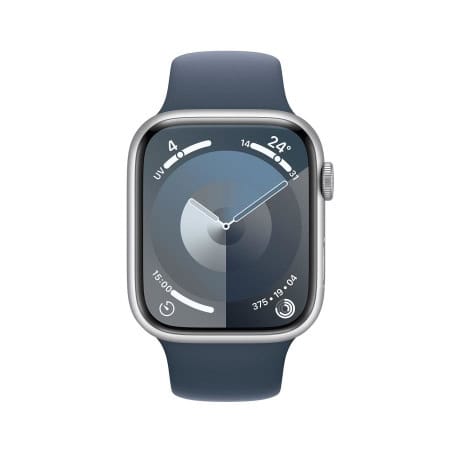 APPLE WATCH SERIES 9 GPS 45MM BRACELET SPORT BLEU M/L ALU ARGENT