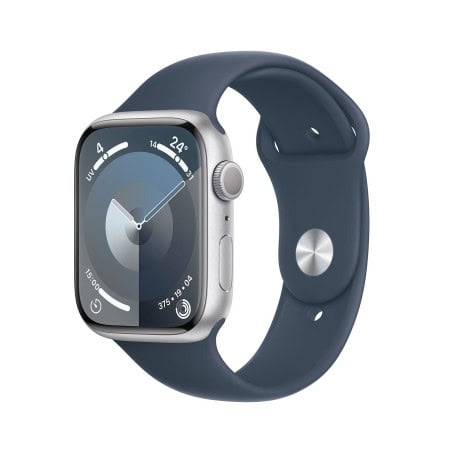APPLE WATCH SERIES 9 GPS 45MM BRACELET SPORT BLEU M/L ALU ARGENT