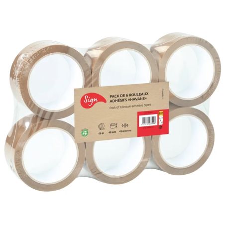 6 ROULEAUX ADHESIFS 48MMX66M TRANSPARENT