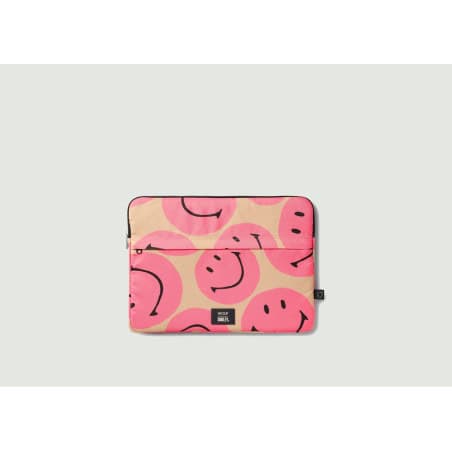HOUSSE ORDINATEUR PORTABLE 13&14 SMILEY PINK