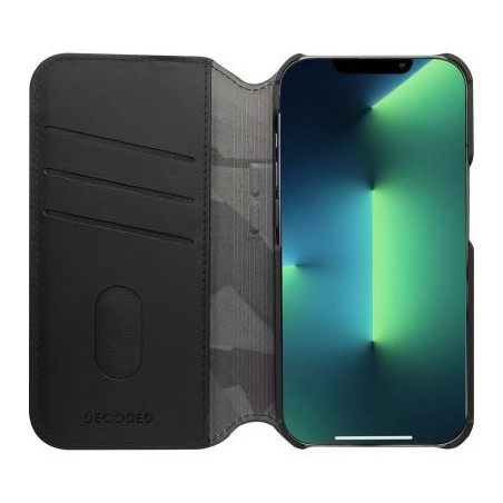 ETUI PORTEFEUILLE POUR IPHONE 14 PLUS CUIR NOIR