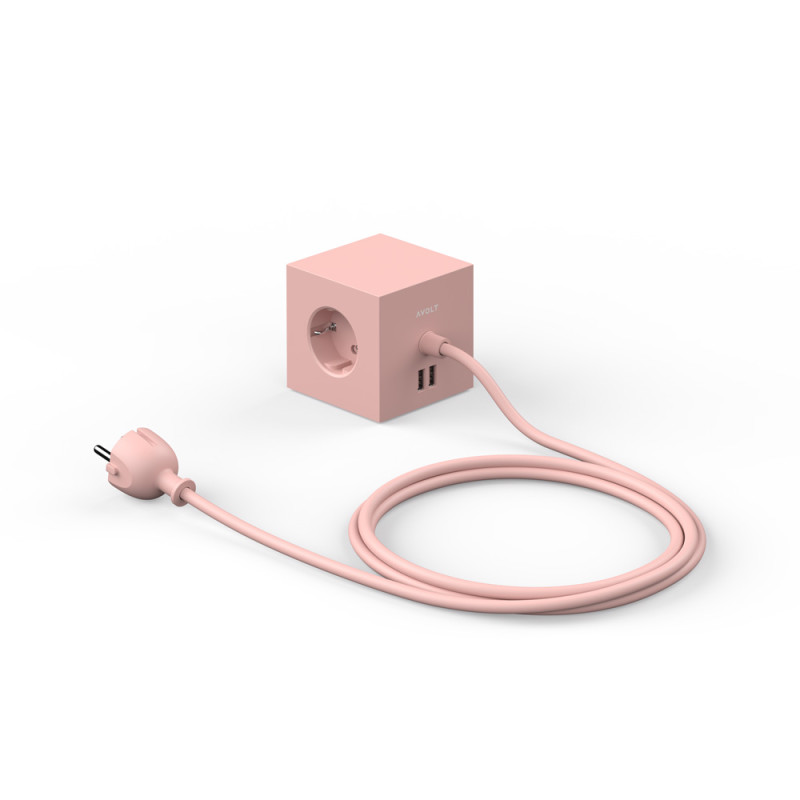 MULTIPRISE AVEC USB/MAGNET ET CABLE 1.8M ROSE