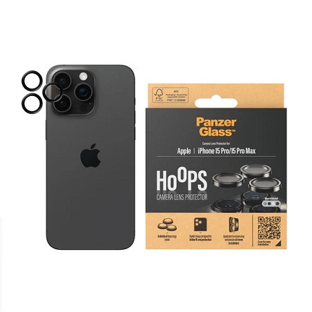 TEMPERED GLASS FOR CAMERA HOOPS IPHONE 15 PRO /15 PRO MAX METAL BLACK
