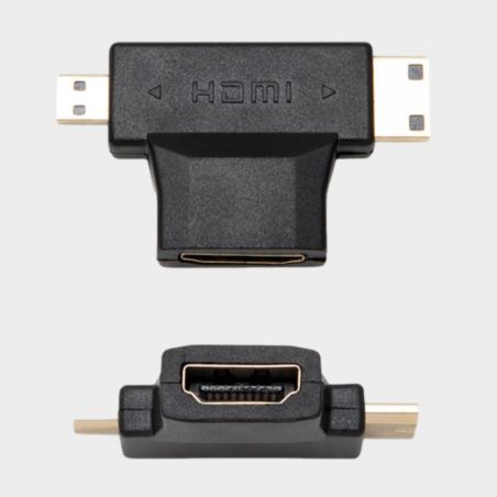 ADAPTATEUR HDMI FEMELLE VERS MINI MALE + MICRO M NOIR