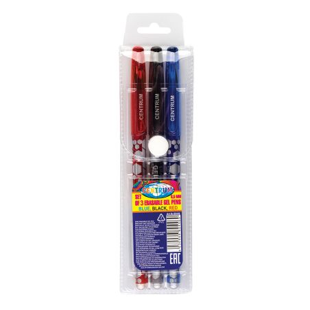3 STYLOS ROLLER EFFACABLES 0,5MM BLEU/NOIR/ROUGE