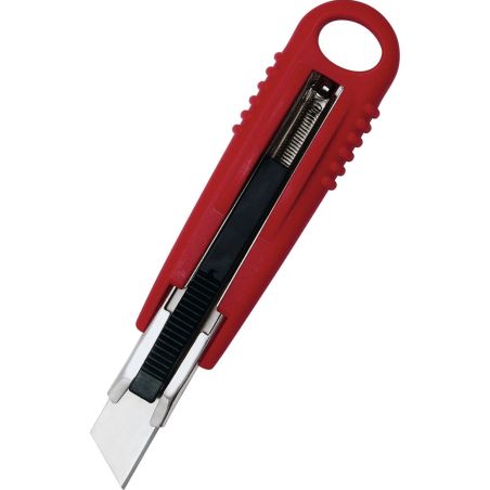 CUTTER DE SECURITE LAME 18MM AUTO-RETRACTABLE ROUGE