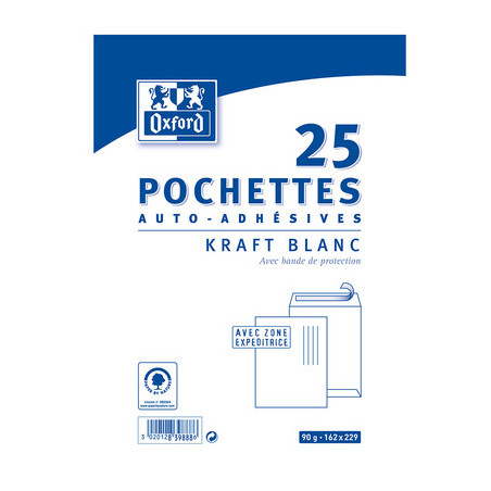 25 ENVELOPPES A5/C5 ADHESIVES 90G 162X229 MM