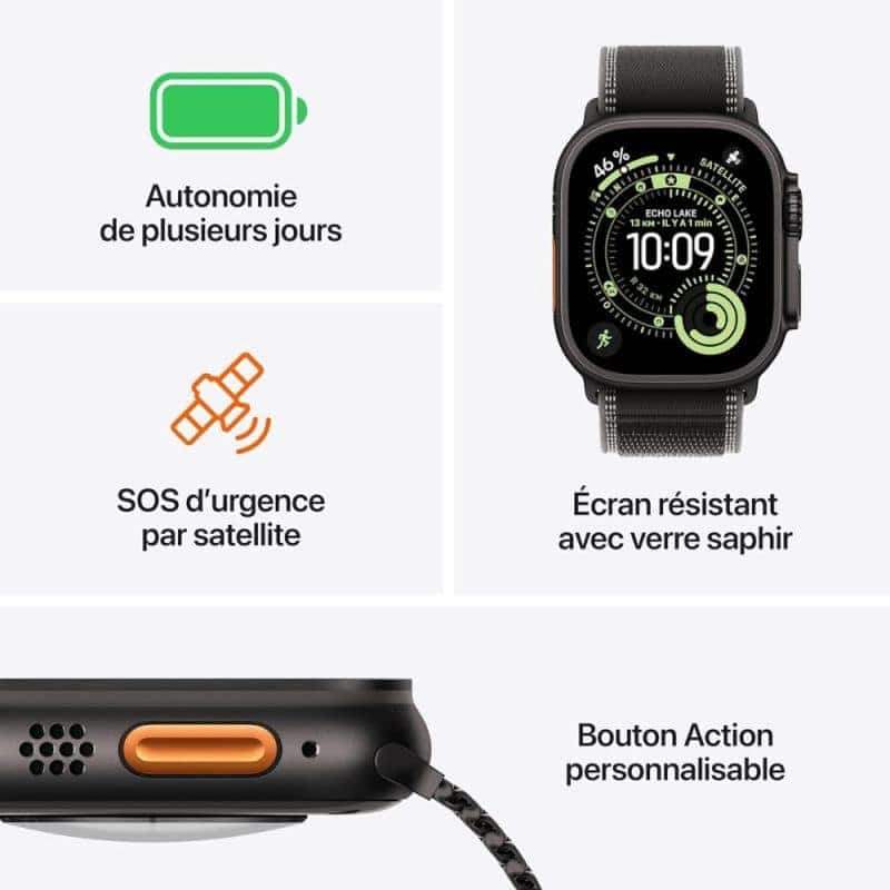 APPLE WATCH ULTRA 3 GPS + CELL 49MM S TITANE BOUCLE ALPINE NOIR