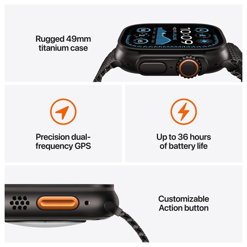 APPLE WATCH ULTRA 2 GPS + CELL 49MM TITANE BLACK LOOP M/L