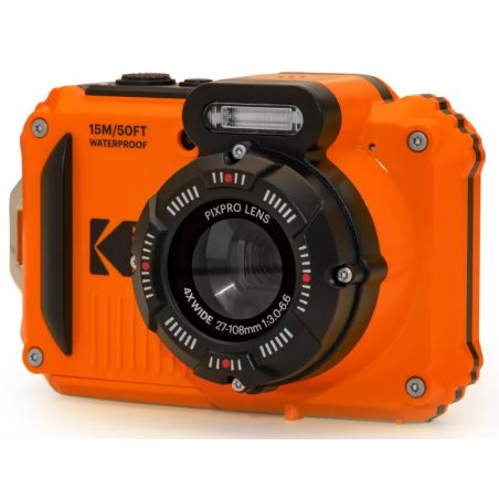 APPAREIL PHOTO COMPACT ETANCHE WPZ2 ORANGE + 2E BATT + SD 16GO