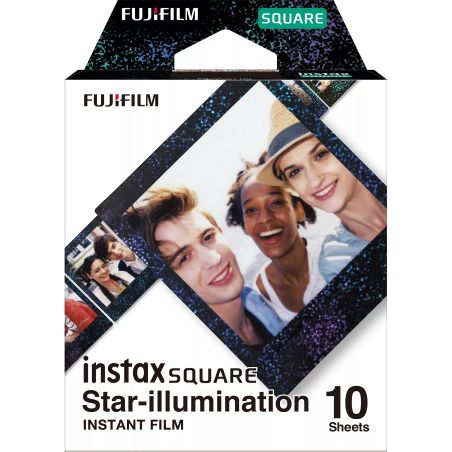 FILM INSTANTANE INSTAX SQUARE STAR ILLUMINATION NOIR X10