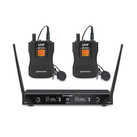 ENSEMBLE RECEPTEUR DOUBLE UHF AVEC 2 MICROS CRAVATE SANS FIL