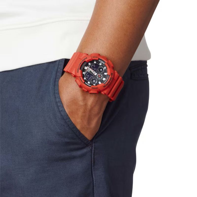 MONTRE HOMME G-SHOCK CLASSIC GA-100B RESINE ROUGE