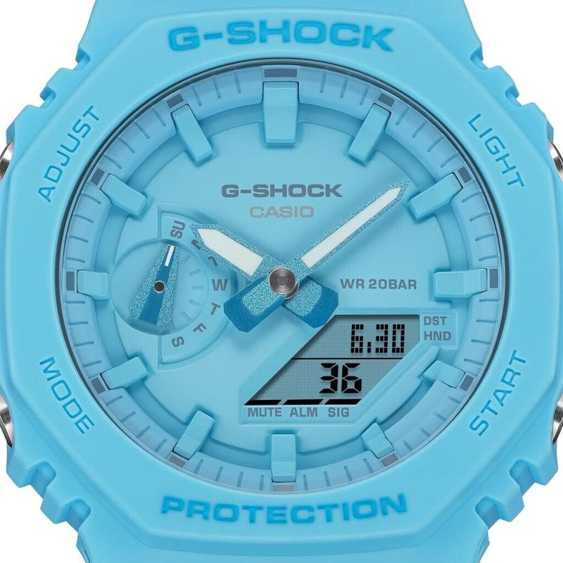MONTRE HOMME G-SHOCK GA-2100-2A2ER RESINE BLEU CLAIR