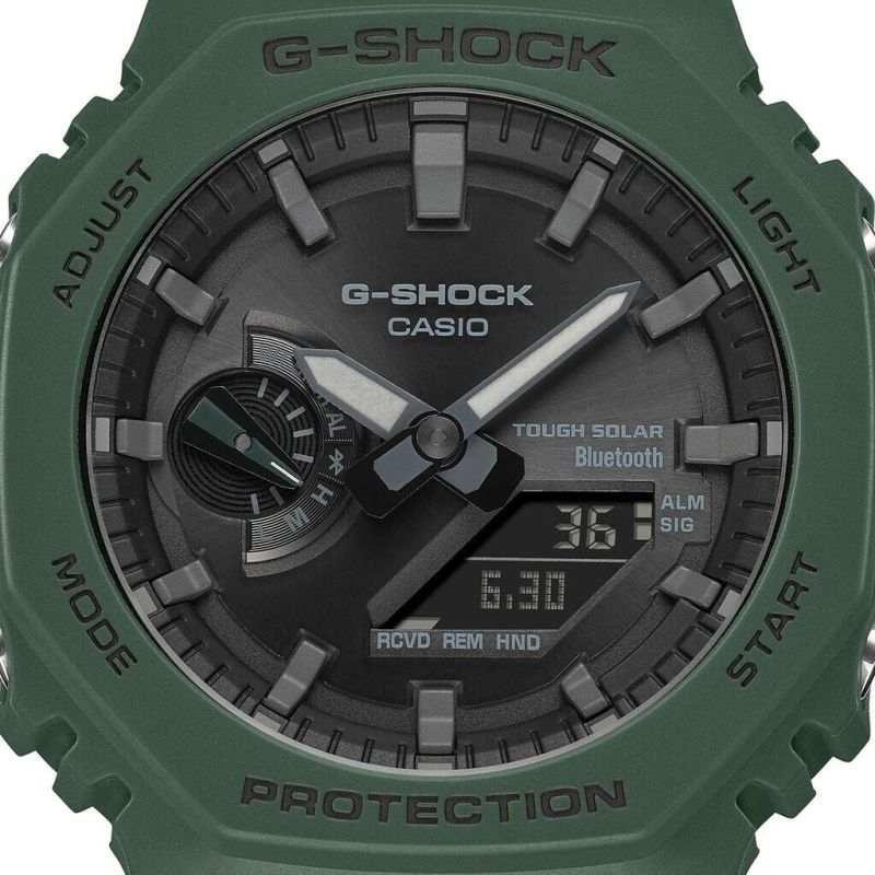 MONTRE HOMME SOLAIRE BLUETOOTH GA-B2100-1AER CARBONNE VERT