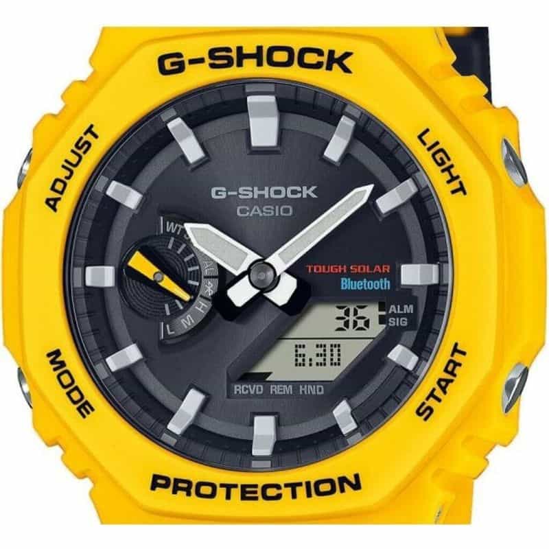 MONTRE HOMME SOLAIRE BLUETOOTH GA-B2100-1AER CARBONNE JAUNE