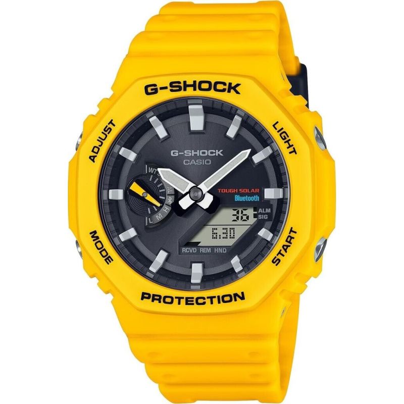 MONTRE HOMME SOLAIRE BLUETOOTH GA-B2100-1AER CARBONNE JAUNE