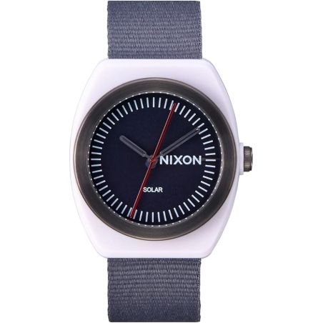 MONTRE FEMME SOLAIRE LIGHT-WAVE NYLON BLANC/BLEU
