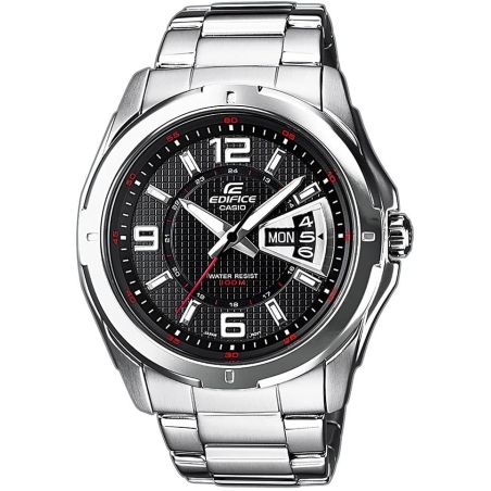 EDIFICE EF-129 MEN'S WATCH BLACK STEEL AND SILVER