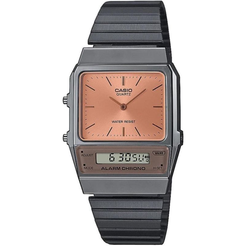MONTRE VINTAGE EDGY AQ-800ECGG-4AEF ACIER GRIS ET ORANGE