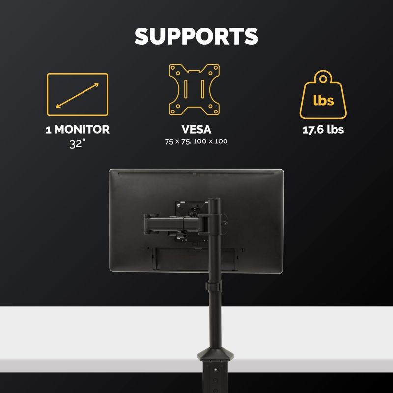 32'' SINGLE ADJUSTABLE BLACK SCREEN ARM