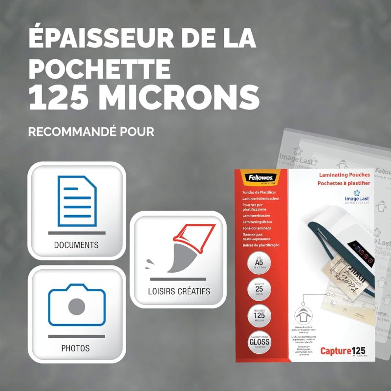  FILM LAMINE A5 0.12 MM 125 MICRONS BRILLANT X25