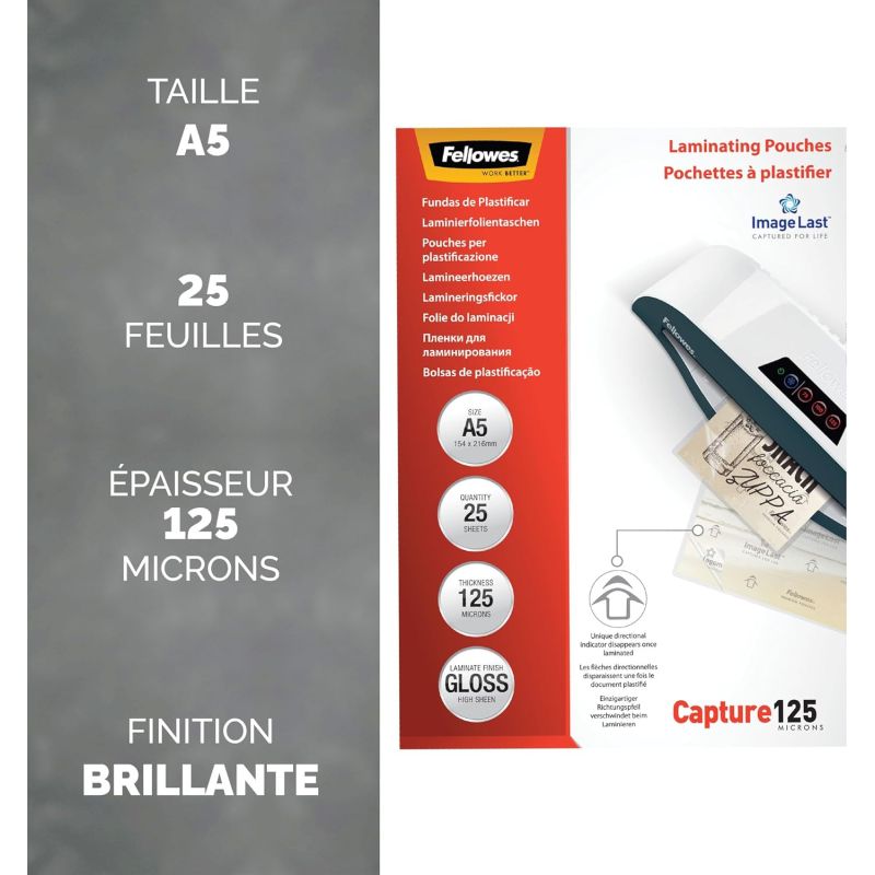  FILM LAMINE A5 0.12 MM 125 MICRONS BRILLANT X25