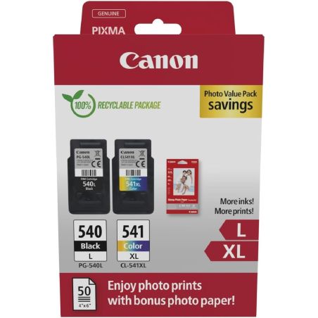 PACK CARTOUCHES ENCRE PG-540L/CL-541XL NOIR ET COULEUR ET PAPIER PHOTO