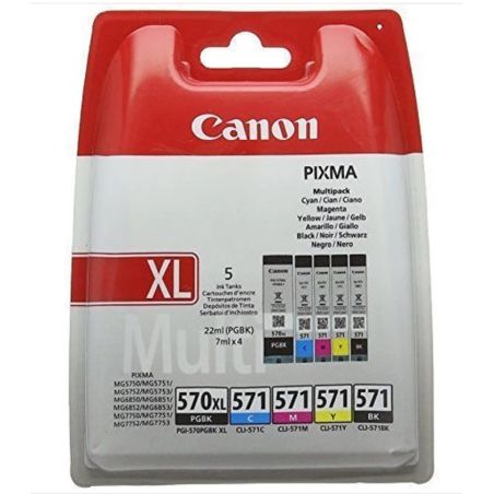 570XL BLACK 571 CYAN MAGENTA AND YELLOW INK CARTRIDGE
