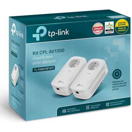 CPL KIT FILAIRE AV1300 GIGABIT ETHERNET AVEC PRISE GIGOGNE BLANC (X2)