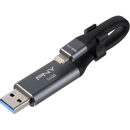 CLE OTG USB 3.0 USB A & LIGHTNING NOIR 64 GO