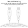 CABLE RENFORCE USB-C VERS USB-C 2M BLANC