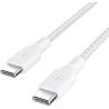 CABLE RENFORCE USB-C VERS USB-C 2M BLANC