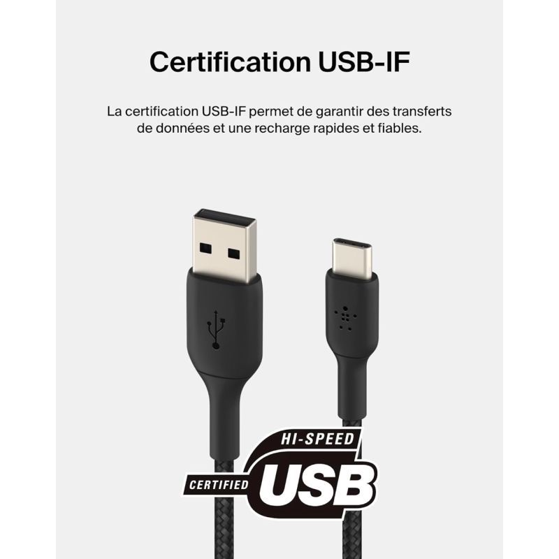 3M REINFORCED USB-A TO USB-C CABLE BLACK