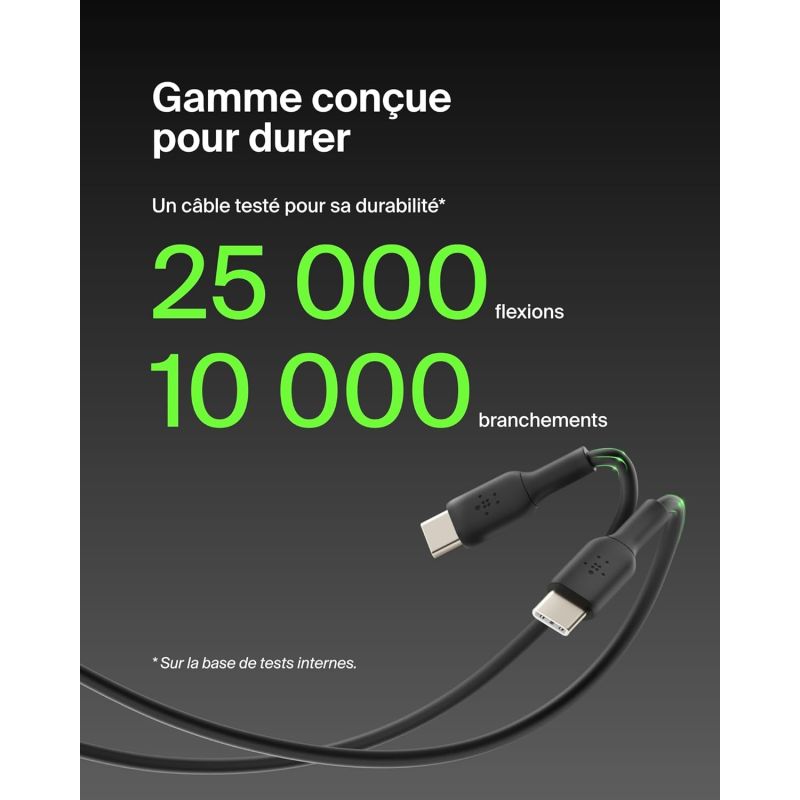 CABLE BOOST CHARGE USB-C VERS USB-C 2M NOIR