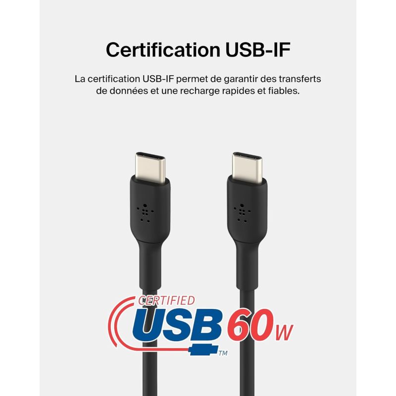 CABLE BOOST CHARGE USB-C VERS USB-C 2M NOIR