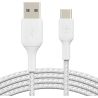 CABLE RENFORCE USB-A VERS USB-C 2M BLANC