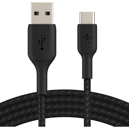 2M REINFORCED USB-A TO USB-C CABLE BLACK