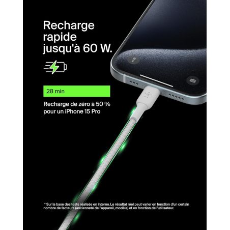 USB-C TO USB-C BRAIDED CABLE 15 CM WHITE