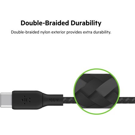 REINFORCED USB C TO USB C CABLE 3M BLACK
