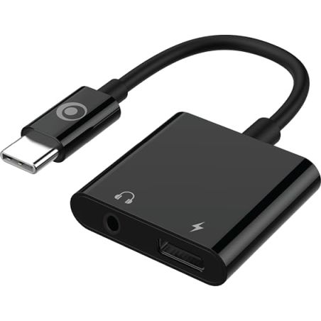 ADAPTATEUR USB-C VERS CHARGE USB-C 60W ET JACK 3.5MM NOIR