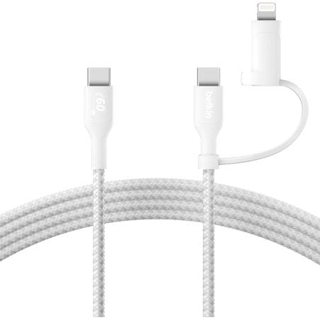 CABLE BOOST CHARGE USB-C VERS USB-C/LIGHTNING BLANC