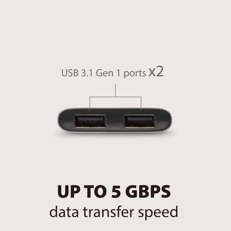 ADAPTATEUR USB-C VERS DOUBLE USB-A GRIS TITANE