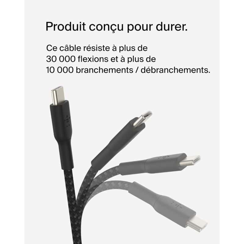 CABLE BOOST CHARGE USB-C VERS USB-C 60W 3A NOIR
